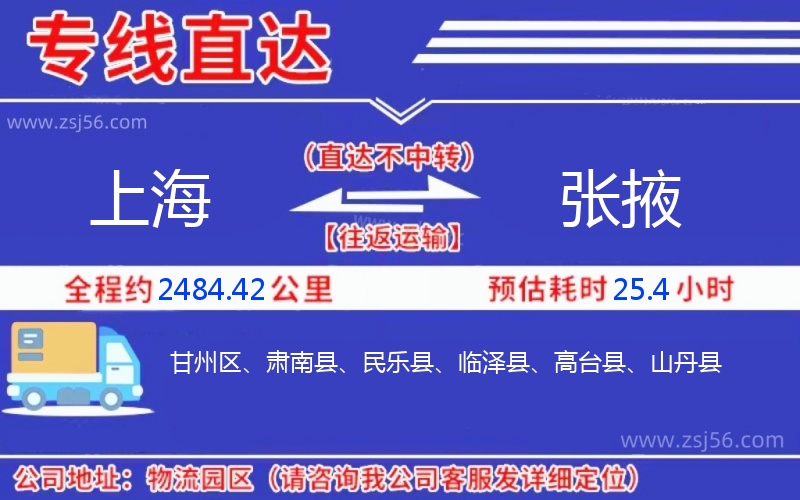 上海到張掖物流公司