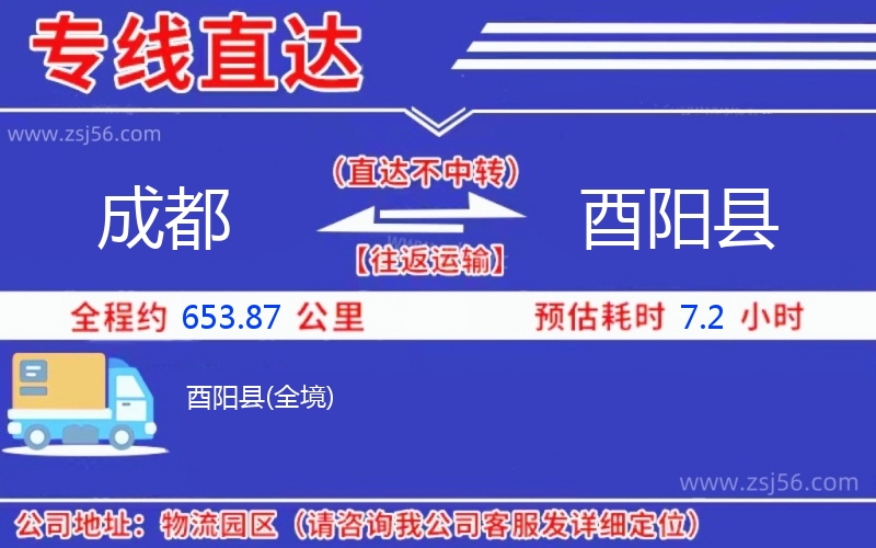 成都到酉陽(yáng)縣物流公司