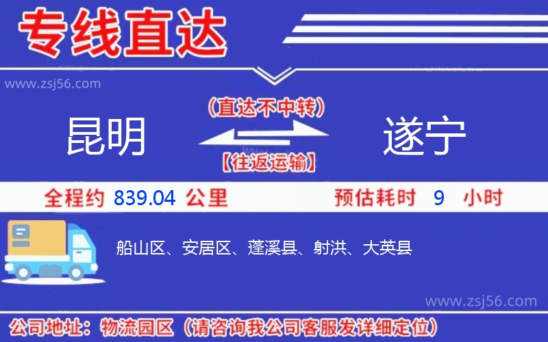 昆明到遂寧物流公司