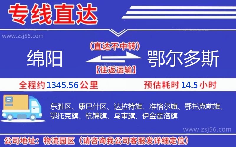 綿陽到鄂爾多斯物流公司 綿陽到鄂爾多斯物流公司